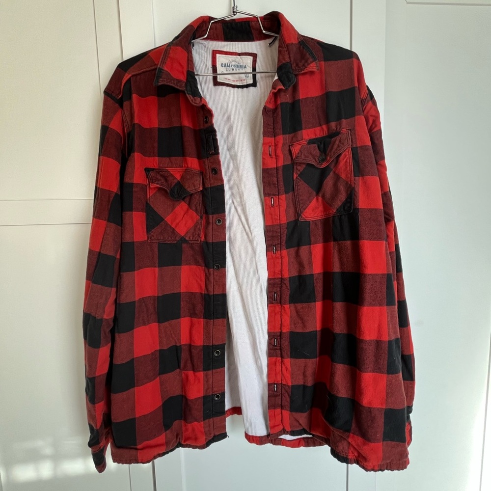 Red and Black Plaid Flannel Shirt